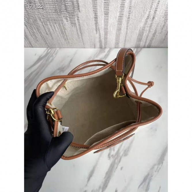 Celine・CUIRTRIOMPHEスモールファブリックとカーフレザーのバケットバッグ