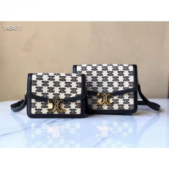 Celine・刺繡生地縦型ショルダーバッグ