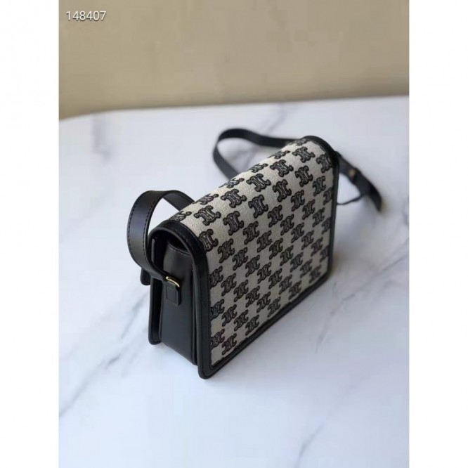 Celine・刺繡生地縦型ショルダーバッグ