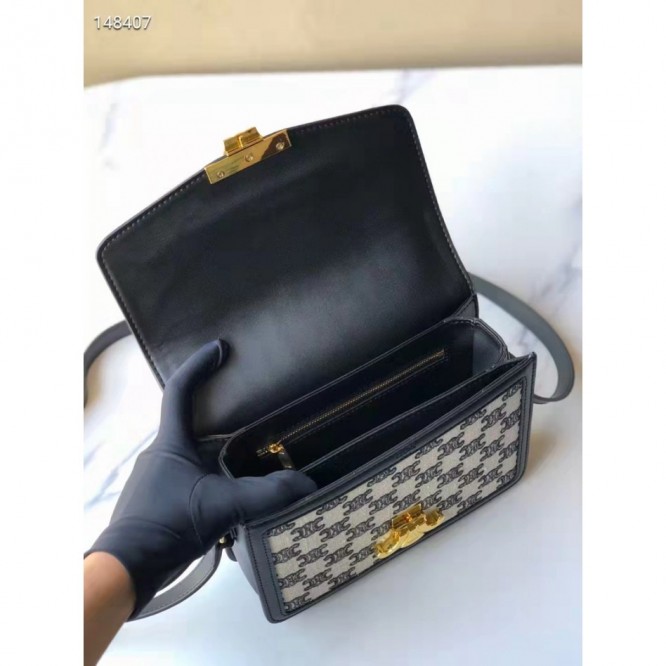 Celine・刺繡生地縦型ショルダーバッグ