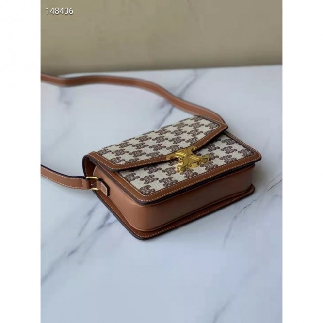 Celine・刺繡生地縦型ショルダーバッグ
