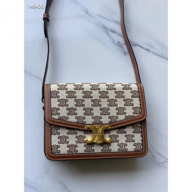 Celine・刺繡生地縦型ショルダーバッグ