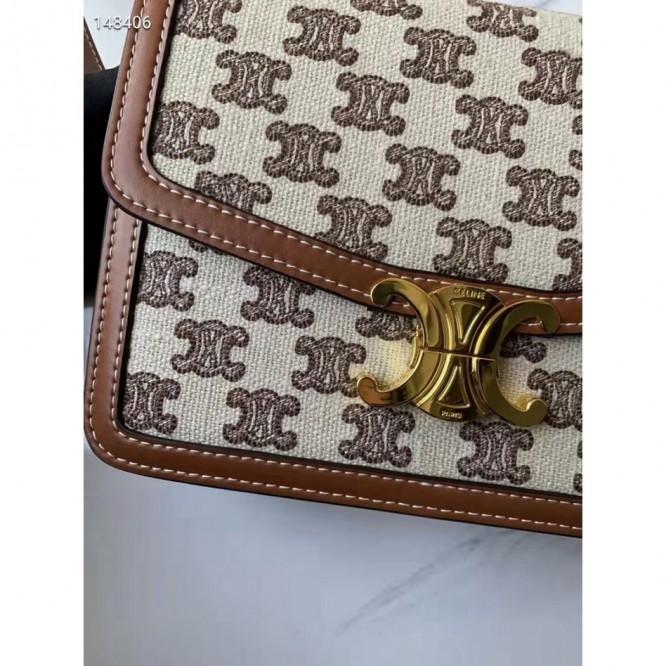 Celine・刺繡生地縦型ショルダーバッグ
