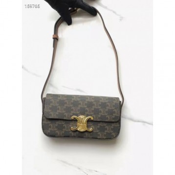 Celine・TRIOMPHEロゴプリントカーフレザーショルダーバッグ