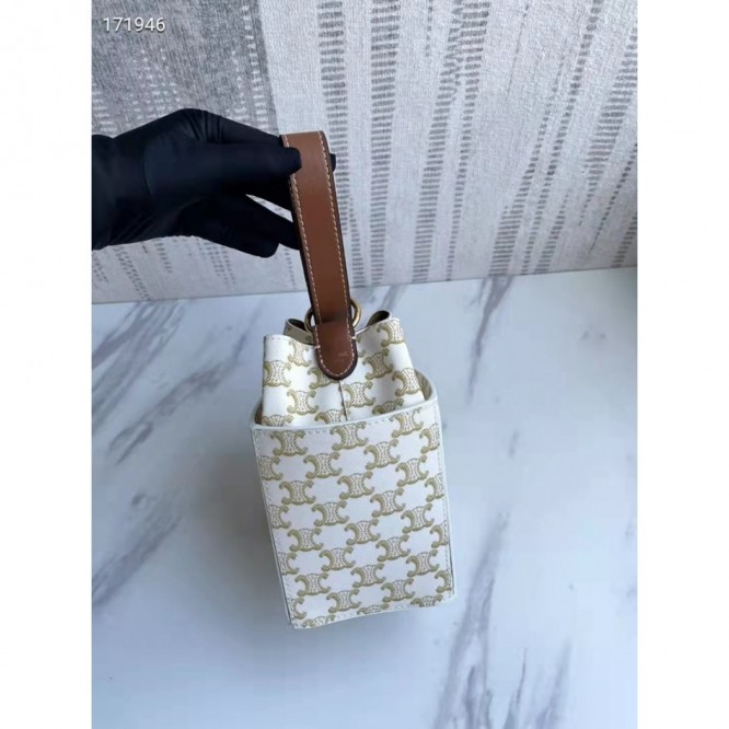 Celine・CABASロゴプリント縦型ハンドバッグ