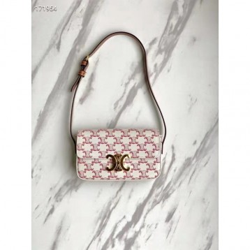 Celine・TRIOMPHEロゴプリントカーフレザーショルダーバッグ