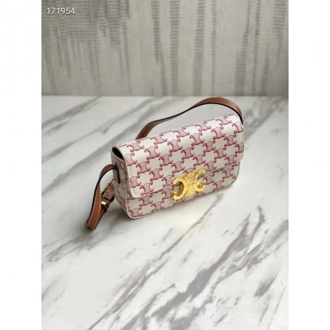 Celine・TRIOMPHEロゴプリントカーフレザーショルダーバッグ