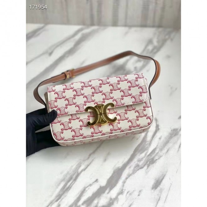 Celine・TRIOMPHEロゴプリントカーフレザーショルダーバッグ