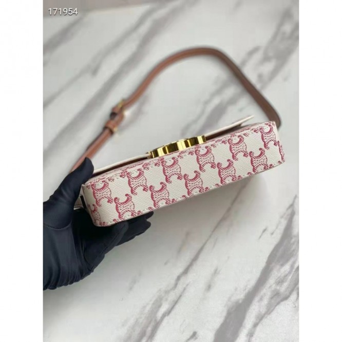 Celine・TRIOMPHEロゴプリントカーフレザーショルダーバッグ
