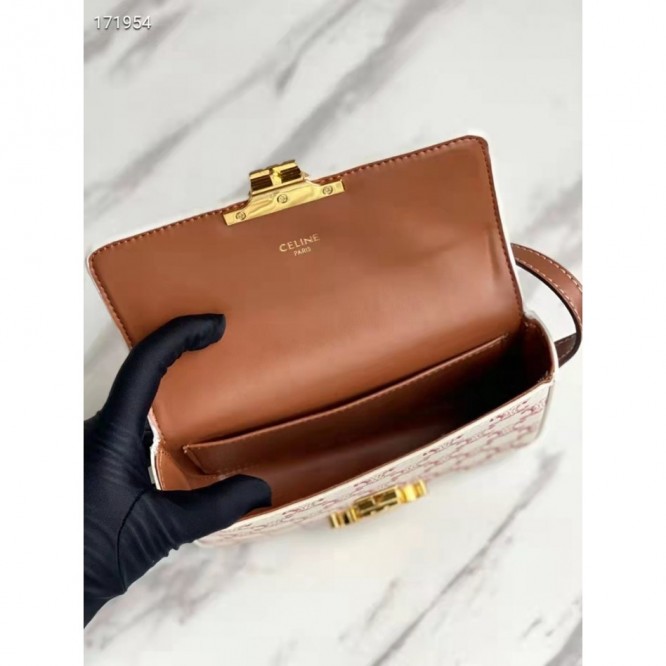 Celine・TRIOMPHEロゴプリントカーフレザーショルダーバッグ