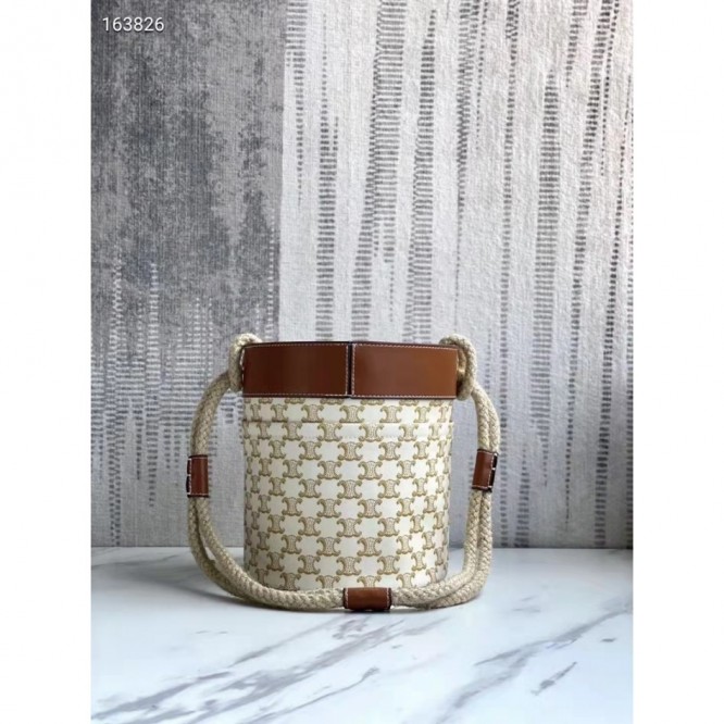 Celine・バケットプリントデニムとカウレザーのバケットバッグ