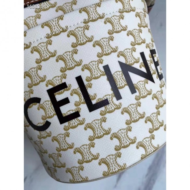 Celine・バケットプリントデニムとカウレザーのバケットバッグ