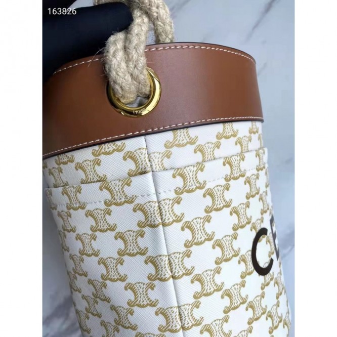 Celine・バケットプリントデニムとカウレザーのバケットバッグ