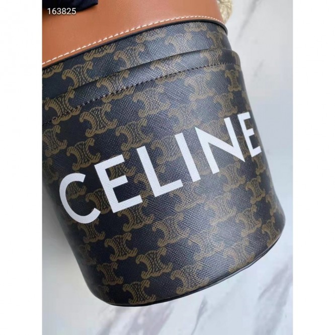 Celine・バケットプリントデニムとカウレザーのバケットバッグ