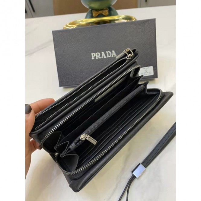 PRADA・レザー コンチネンタルウォレット 財布 ファスナー長財布