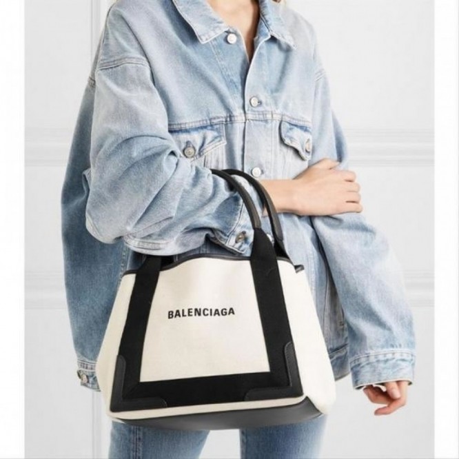 【限定！ 特別割引】Balenciaga バレンシアガ レディース キャンバス地 レザー ロゴロゴ配色 ハンドバッグ キャンバスバッグ ビーチバッグ