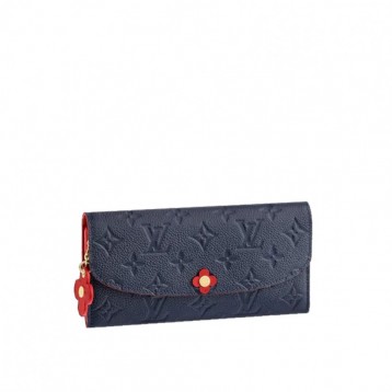 LV M63918クラシックEMILIEシリーズモノグラム牛革フラワー隠しバックルロングクリップ