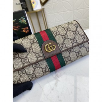 Gucci・レザー コンチネンタルウォレット 財布 ファスナー 長財布 二折財布