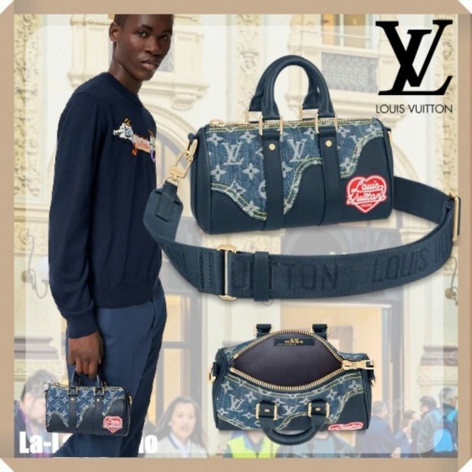 【LOUIS VUITTON】 メンズ キーポル XS 黒 デニムモノグラム