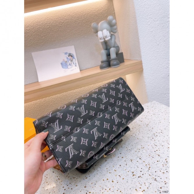 LOUIS VUITTON オンザゴー MM モノグラム 黒 ピンク バッグ