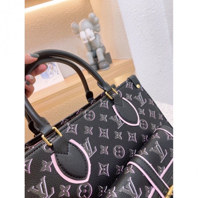 LOUIS VUITTON オンザゴー MM モノグラム 黒 ピンク バッグ