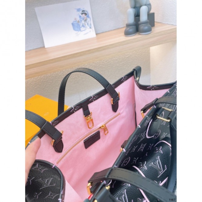 LOUIS VUITTON オンザゴー MM モノグラム 黒 ピンク バッグ