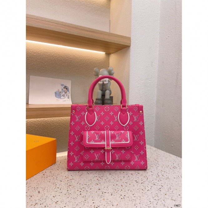 LOUIS VUITTON オンザゴー MM モノグラム 黒 ピンク バッグ