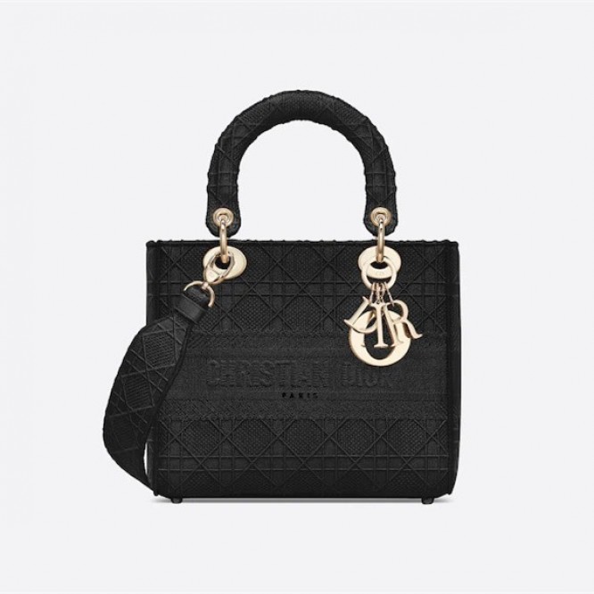 【DIOR】雑誌で大変話題国内品切れ続出！入手困難！憧れのMedium Lady D-Lite Bag！ 刺繍キャンバス グレー バッグ。