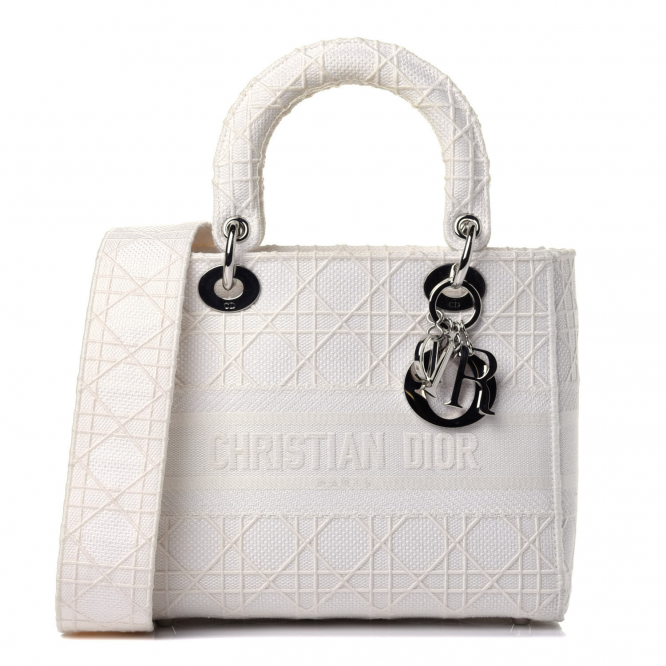 【DIOR】雑誌で大変話題国内品切れ続出！入手困難！憧れのMedium Lady D-Lite Bag！ 刺繍キャンバス グレー バッグ。